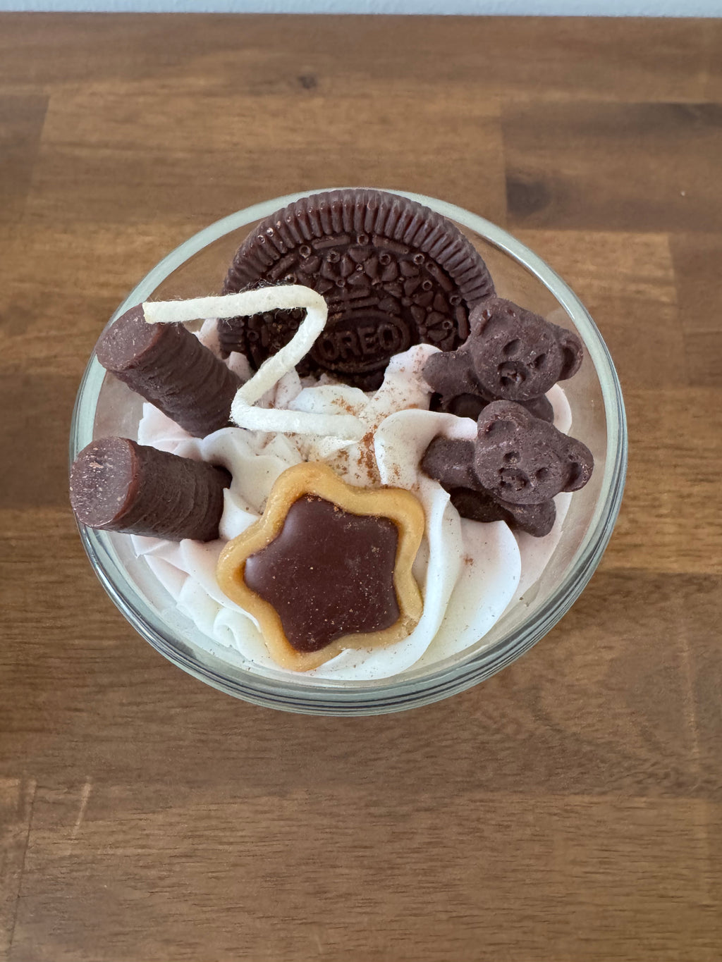 Duftkerze "Thank You" – Schokolade & Keks-Deko