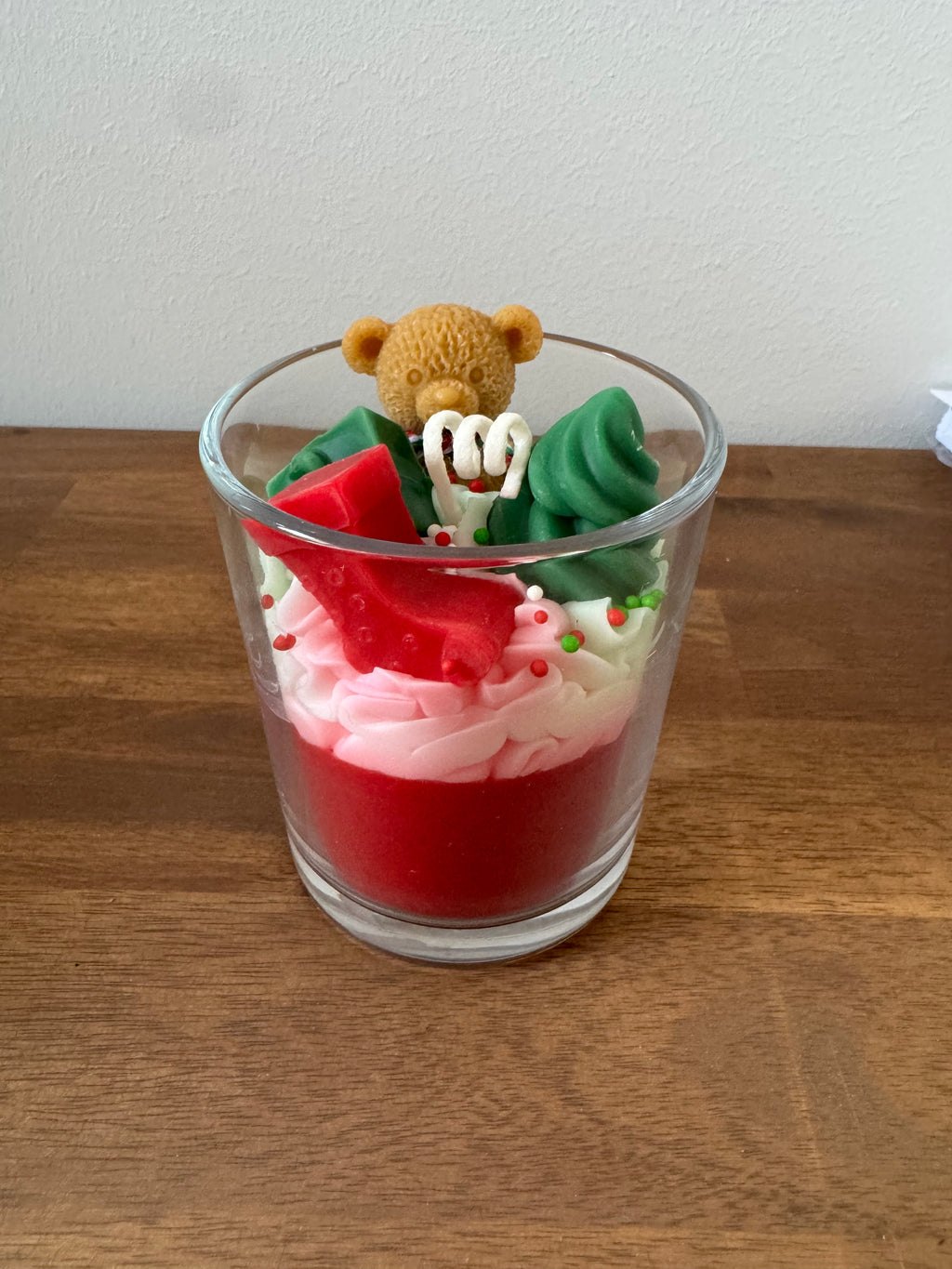 Weihnachtskerze "Teddy & Friends" – Dessertkerze im Glas