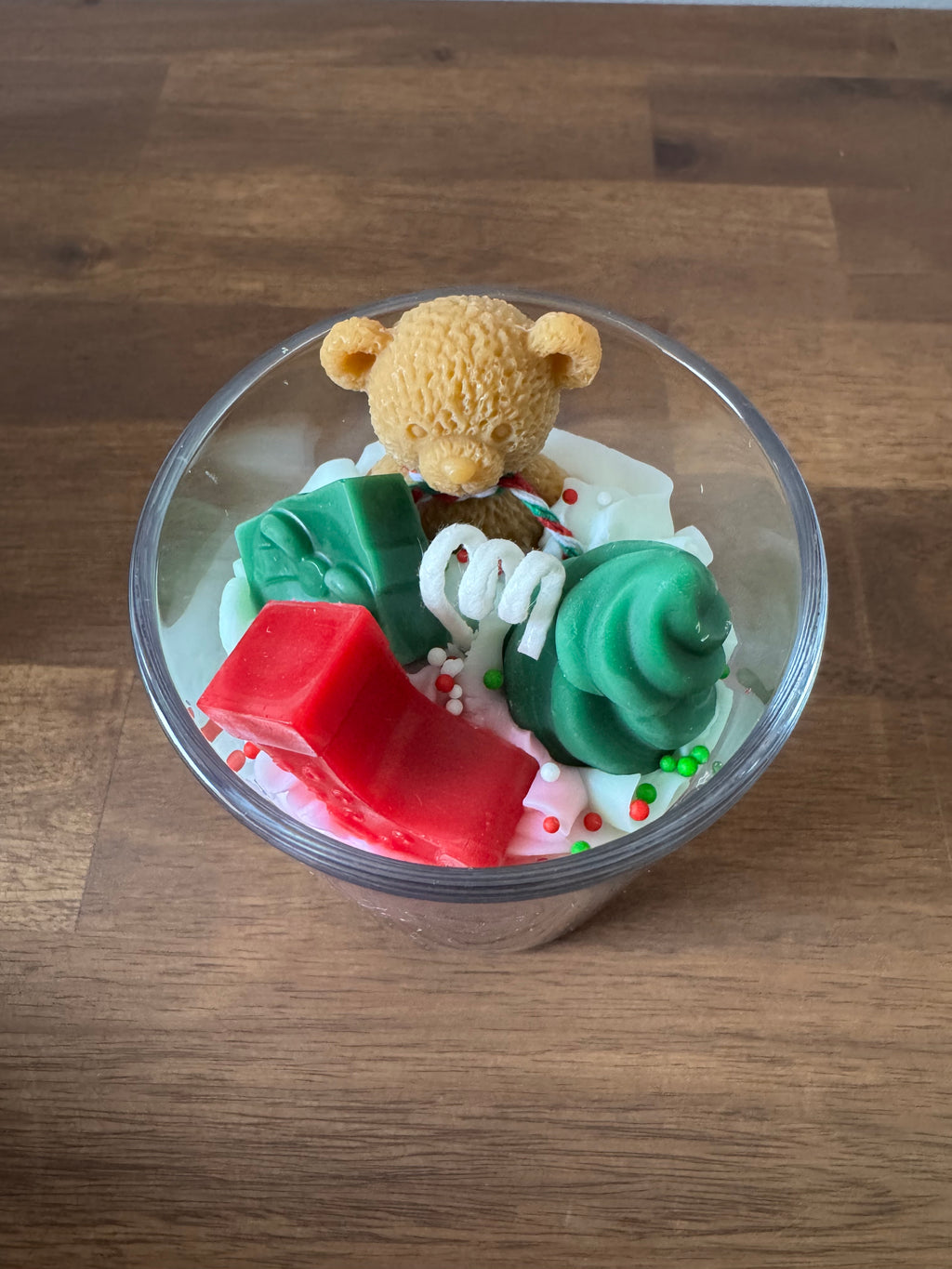 Weihnachtskerze "Teddy & Friends" – Dessertkerze im Glas