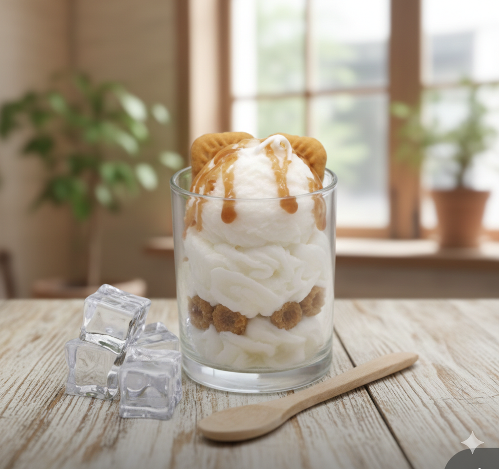 Duftkerze "Karamell-Keks-Traum" – Vanille, Karamell & Lotuskeks-Deko